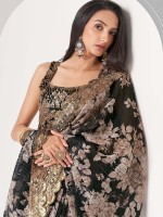 Black Organza Digital Print Saree